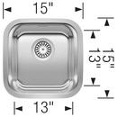 BLANCO Brushed Stainless Steel 15 x 15 in. Undermount Stainless Steel Bar Sink 