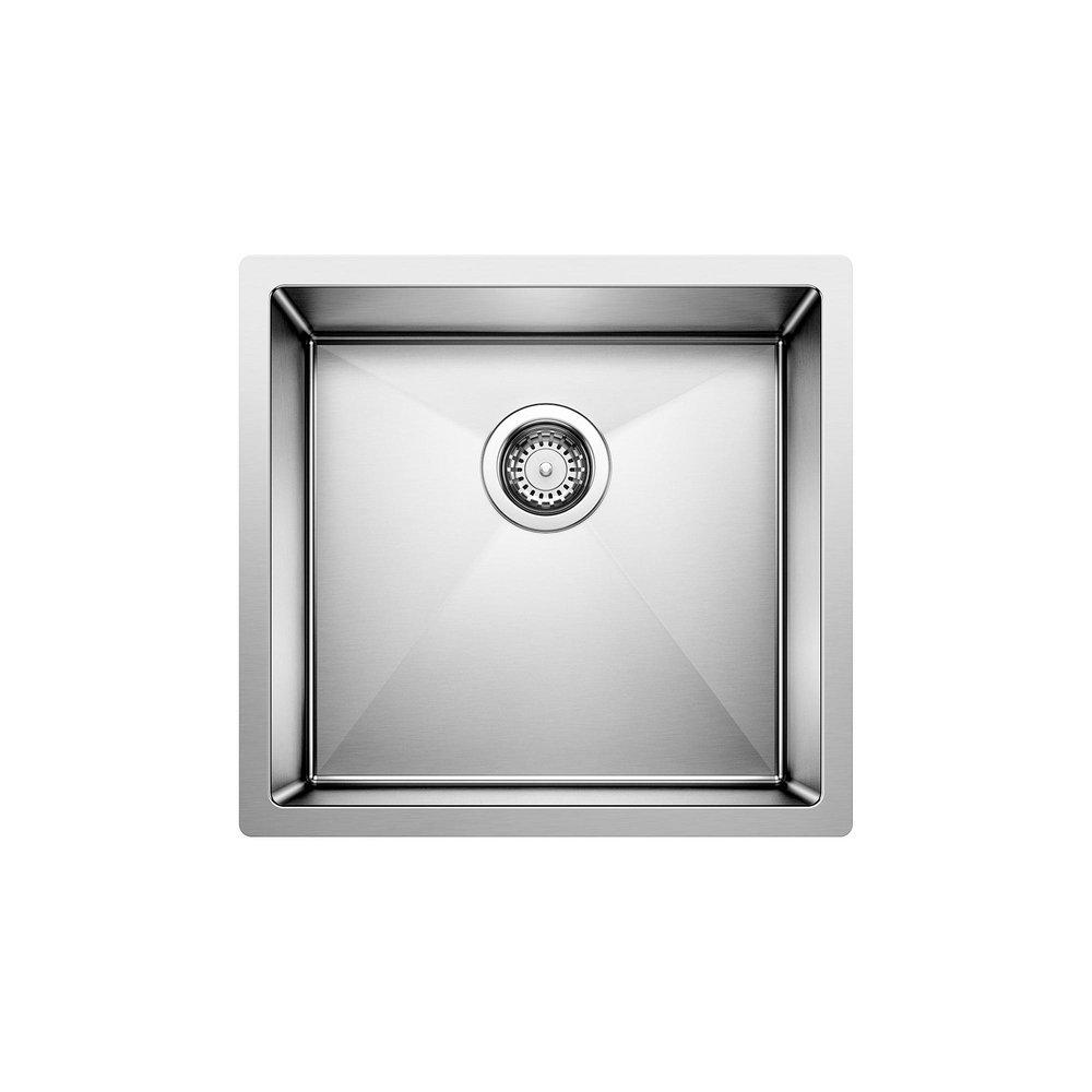 BLANCO Polished Satin 19 x 18 in. No Hole Stainless Steel Single Bowl Undermount Kitchen Sink 