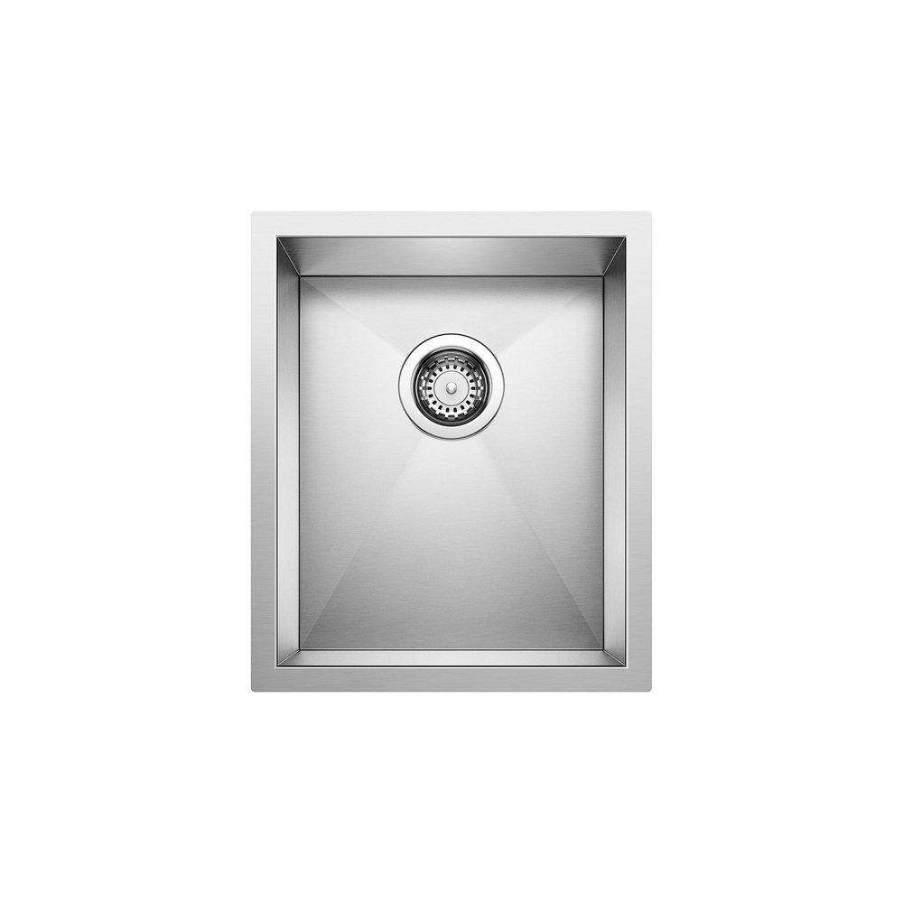 BLANCO Polished Satin 15 x 18 in. No Hole Stainless Steel Single Bowl Undermount Kitchen Sink 