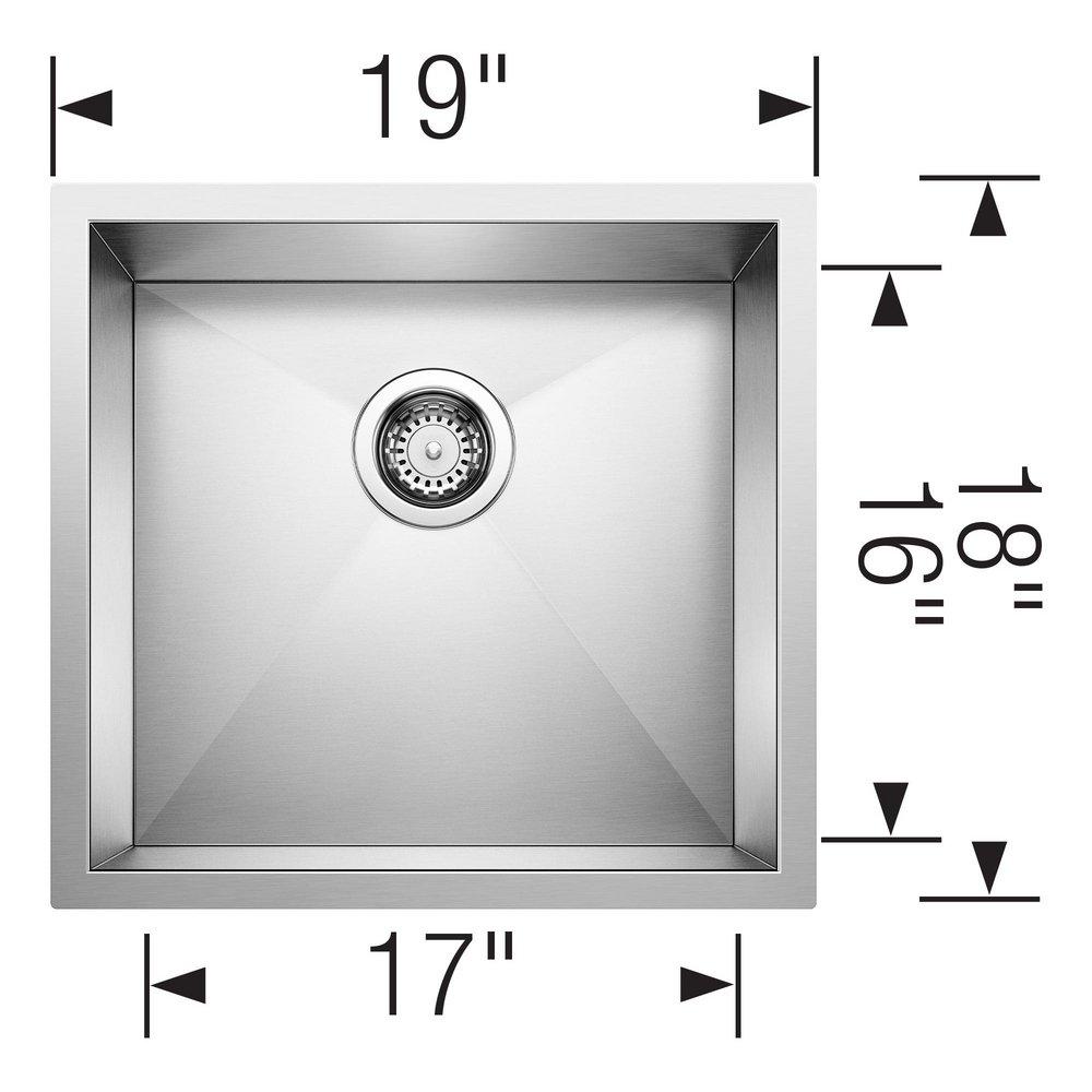 BLANCO Polished Satin 18-9/10 x 18 in. No Hole Stainless Steel Single Bowl Undermount Kitchen Sink 