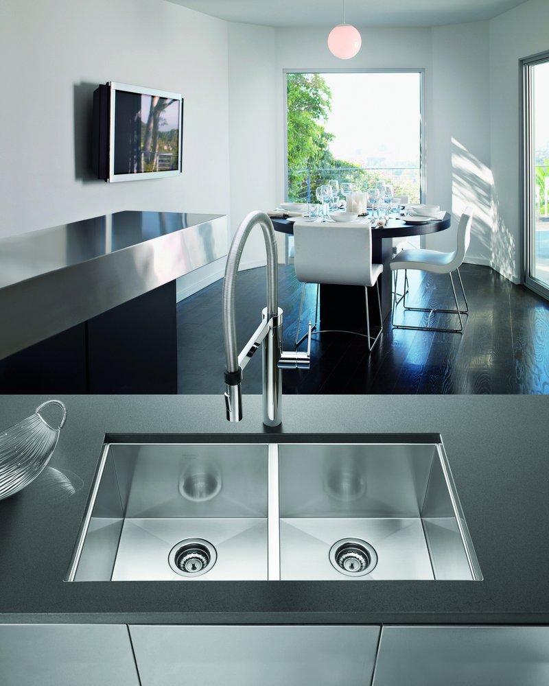 BLANCO Stainless Steel 29 x 18 in. No Hole Stainless Steel Double Bowl Undermount Kitchen Sink 
