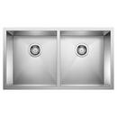 BLANCO Stainless Steel 29 x 18 in. No Hole Stainless Steel Double Bowl Undermount Kitchen Sink 