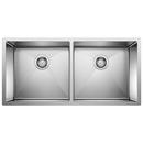 BLANCO Polished Satin 36-9/10 x 18 in. No Hole Stainless Steel Double Bowl Undermount Kitchen Sink 