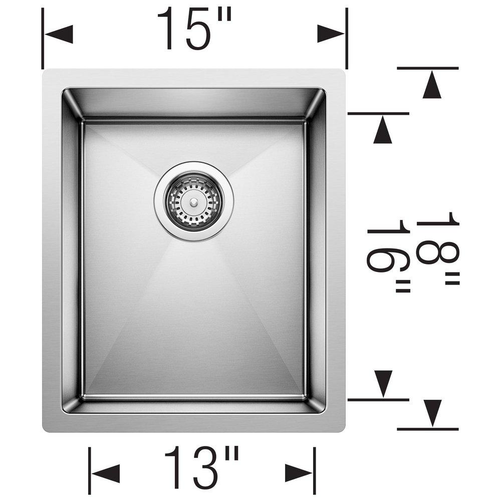 BLANCO Polished Satin 15 x 18 in. No Hole Stainless Steel Single Bowl Undermount Kitchen Sink 