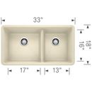 BLANCO Biscuit 33 x 18 in. No Hole Composite Double Bowl Undermount Kitchen Sink 