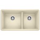 33 x 18 in. No Hole Composite Double Bowl Undermount Kitchen Sink in Biscuit