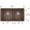 BLANCO Cafe 33 x 18 in. No Hole Composite Double Bowl Undermount Kitchen Sink 