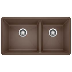 33 in. Undermount Silgranit Double Bowl Kitchen Sink in Café