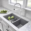 BLANCO Metallic Grey 33 x 18 in. No Hole Composite Double Bowl Undermount Kitchen Sink 