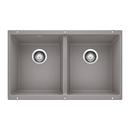 29-3/4 x 18-1/8 in. No Hole Composite Double Bowl Undermount Kitchen Sink in Metallic Grey
