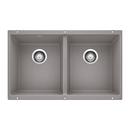BLANCO Metallic Grey 29-3/4 x 18-1/8 in. No Hole Composite Double Bowl Undermount Kitchen Sink 