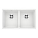 29-3/4 x 18-1/8 in. No Hole Composite Double Bowl Undermount Kitchen Sink in White