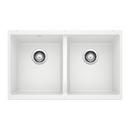 BLANCO White 29-3/4 x 18-1/8 in. No Hole Composite Double Bowl Undermount Kitchen Sink 