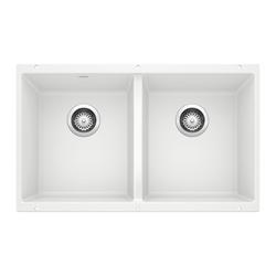 29-3/4 in. Undermount Silgranit Double Bowl Kitchen Sink in White