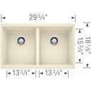 BLANCO Biscuit 29-3/4 x 18-1/8 in. No Hole Composite Double Bowl Undermount Kitchen Sink 
