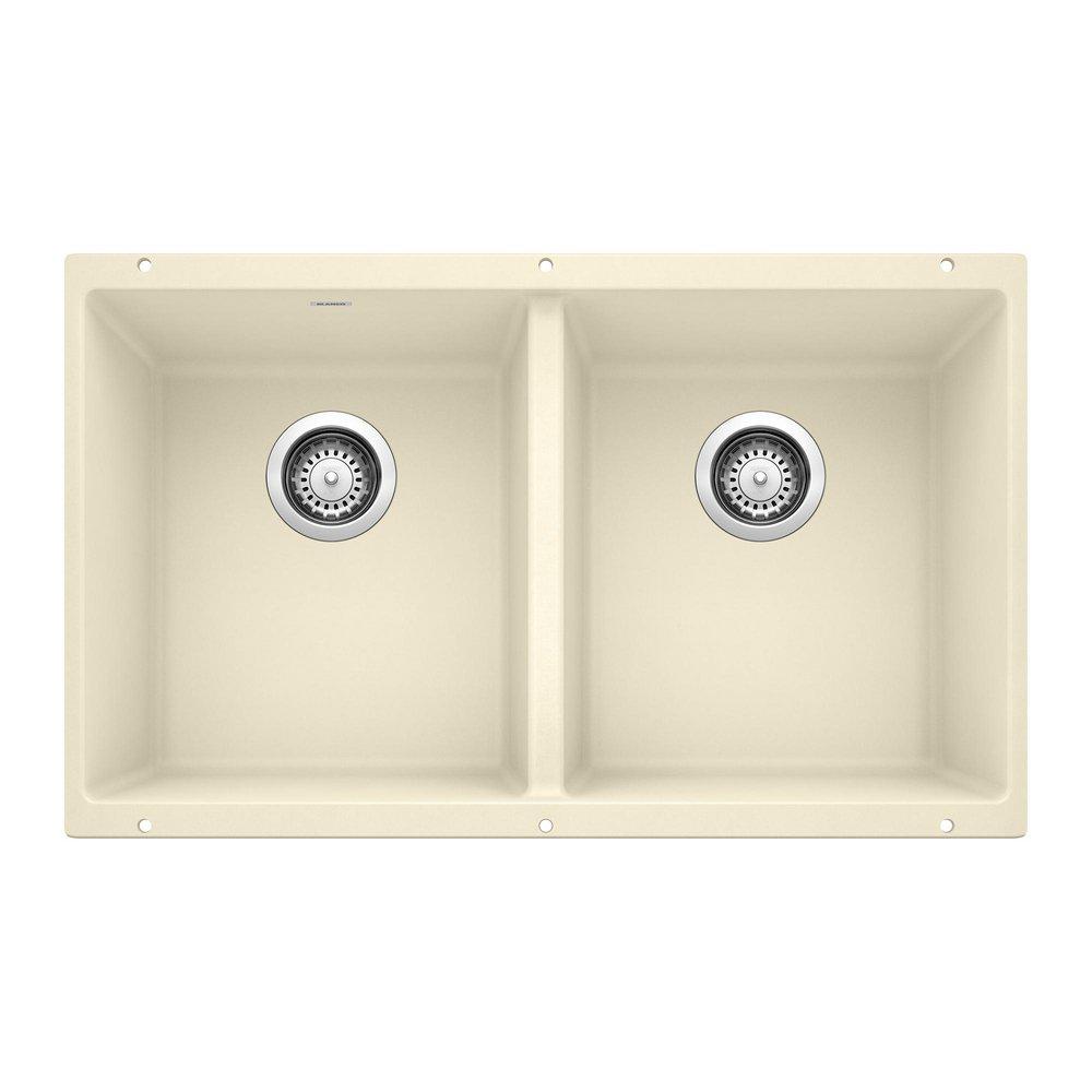 BLANCO Biscuit 29-3/4 x 18-1/8 in. No Hole Composite Double Bowl Undermount Kitchen Sink 
