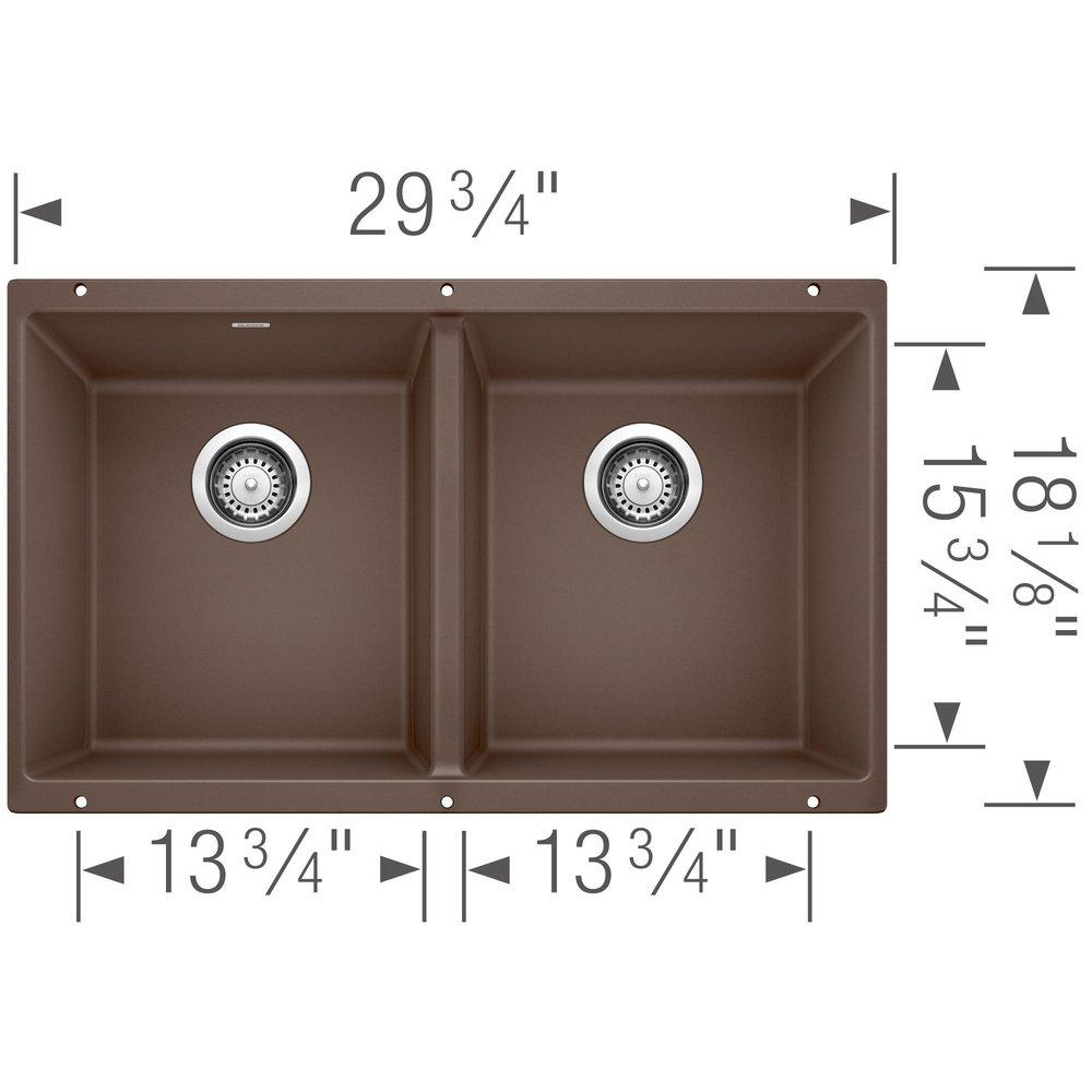 BLANCO Cafe 29-3/4 x 18-1/8 in. No Hole Composite Double Bowl Undermount Kitchen Sink 