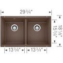 BLANCO Cafe 29-3/4 x 18-1/8 in. No Hole Composite Double Bowl Undermount Kitchen Sink 