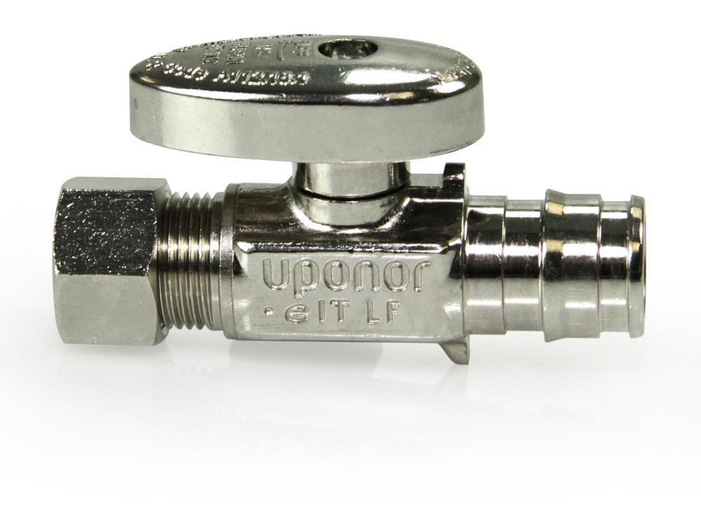 Uponor Chrome Plated F1960 x Compression Oval Handle Straight Supply Stop Valve in Chrome Plated 