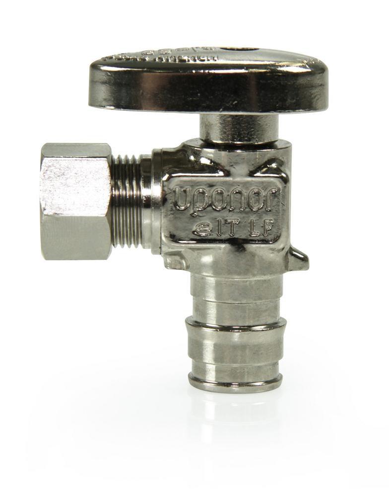 Uponor 1/2 x 3/8 in. F1960 x Compression Oval Handle Angle Supply Stop  Valve in Chrome Plated