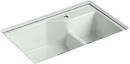 KOHLER Sea Salt&trade; 33 x 21-1/8 in. 1 Hole Cast Iron Double Bowl Undermount Kitchen Sink 