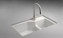 33 x 21-1/8 in. 1 Hole Cast Iron Double Bowl Undermount Kitchen Sink in White