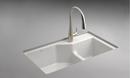 KOHLER White 33 x 21-1/8 in. 1 Hole Cast Iron Double Bowl Undermount Kitchen Sink 
