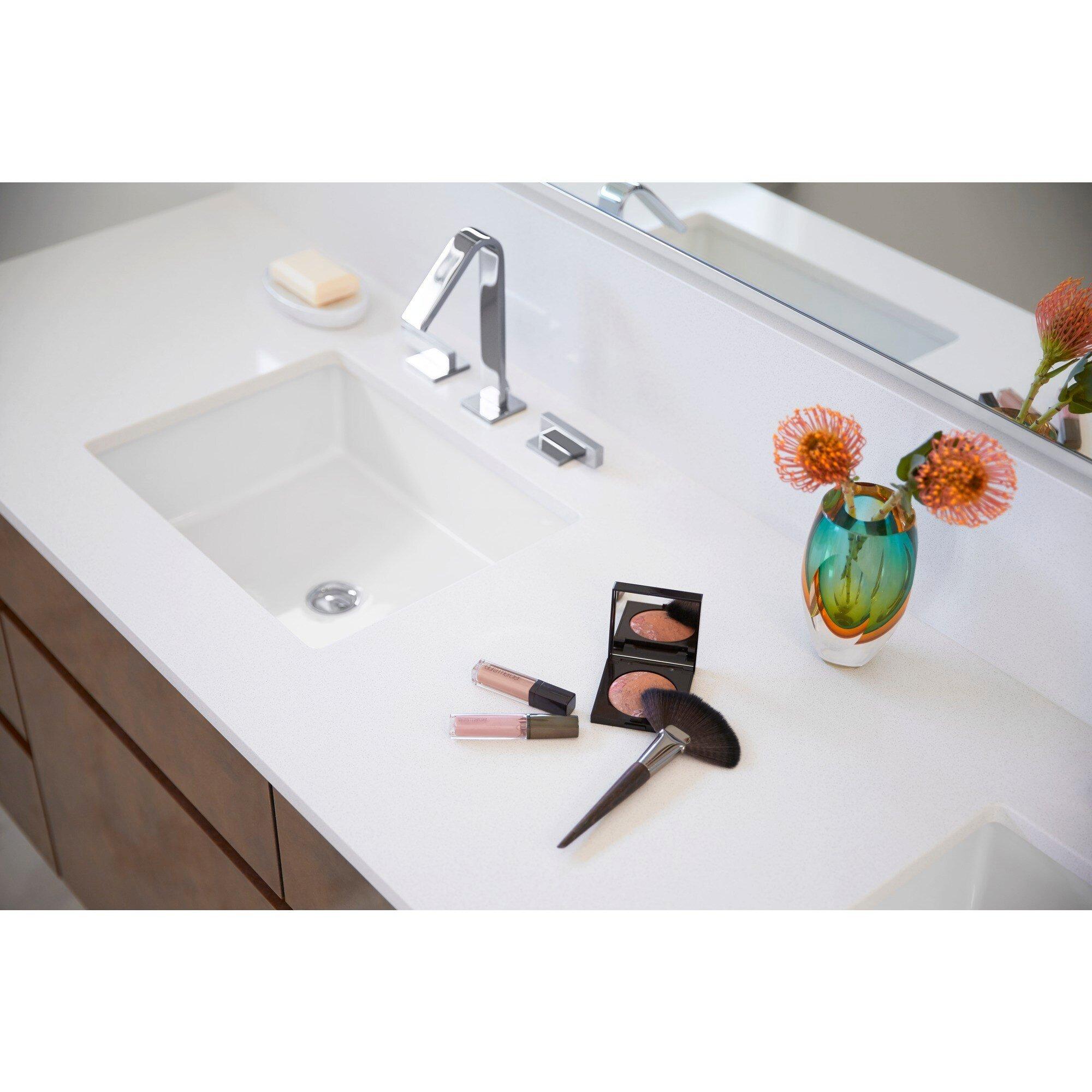 KOHLER White 19-13/16 in. Undermount Rectangular Vitreous China Bathroom Sink 