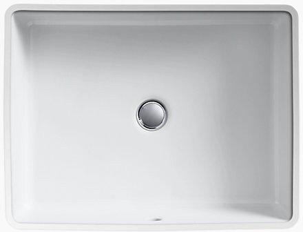 KOHLER White 19-13/16 in. Undermount Rectangular Vitreous China Bathroom Sink 