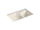 33 x 21-1/8 in. 2 Hole Cast Iron Double Bowl Undermount Kitchen Sink in Almond