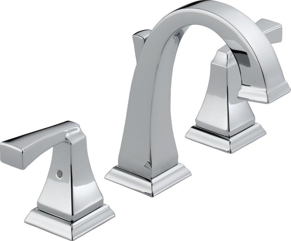 Delta Faucet Chrome Two Handle Widespread Bathroom Sink Faucet with Metal Drain Assembly 