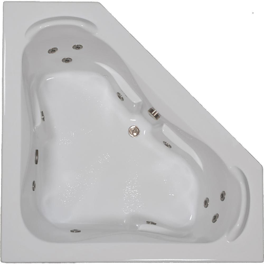 American Whirlpool White 20-3/4 x 59-3/4 x 59-3/4 in. Corner Bathtub with Center Drain 