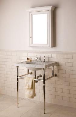 27 in. Console Oval Stone Bathroom Sink in Carrara Marble