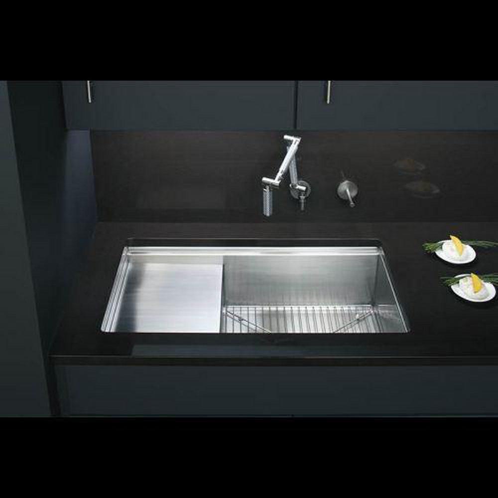 KOHLER Stainless Steel 33 x 18-1/2 in. No Hole Single Bowl Undermount Kitchen Sink 