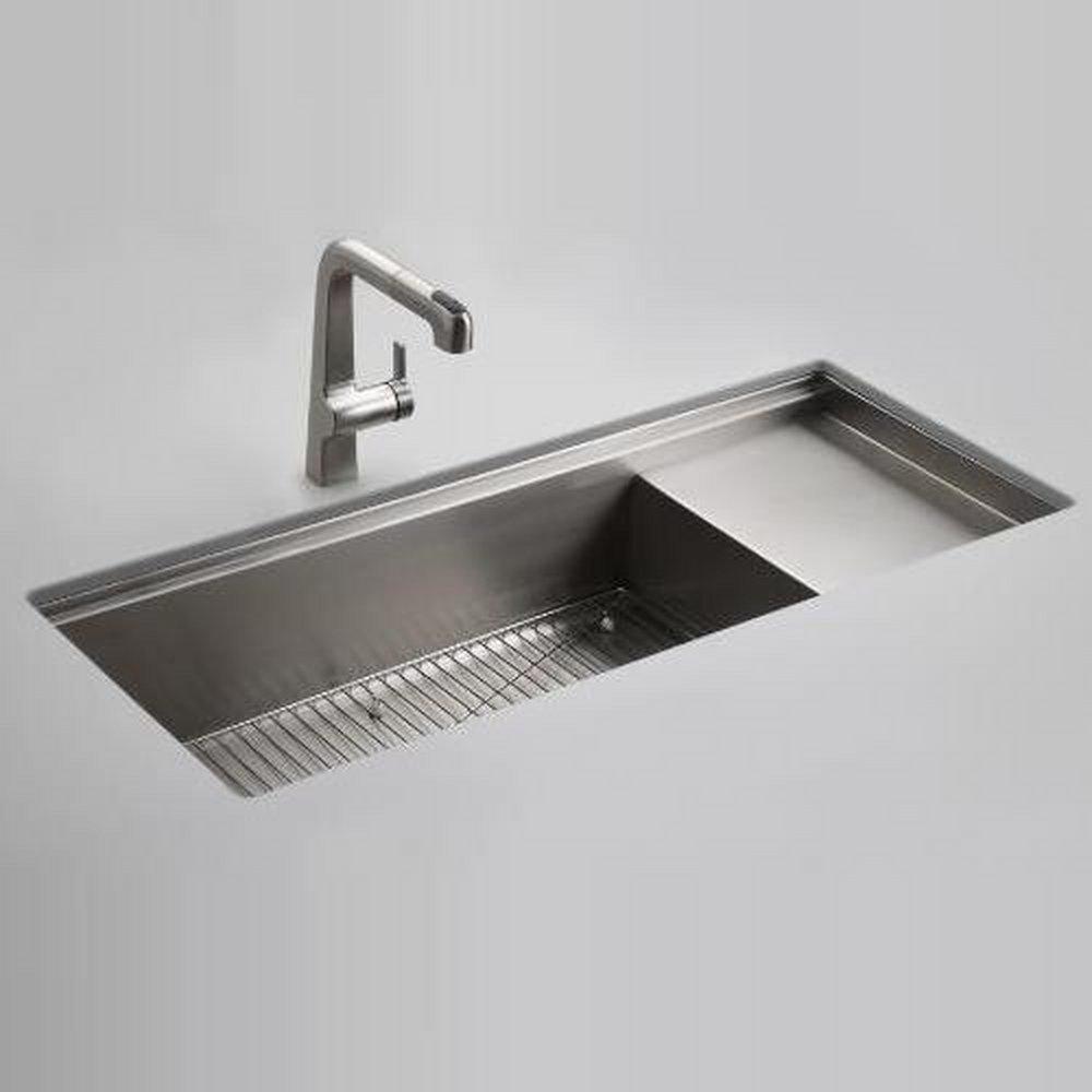 KOHLER Stainless Steel 45 x 18-1/2 in. No Hole Stainless Steel Single Bowl Undermount Kitchen Sink 