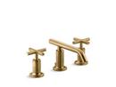 Two Handle Widespread Bathroom Sink Faucet in Vibrant Moderne Brushed Gold