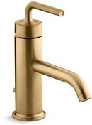 Single Handle Monoblock Bathroom Sink Faucet in Vibrant Moderne Brushed Gold