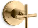Transfer Valve Trim Only with Single Cross Handle in Vibrant Moderne Brushed Gold