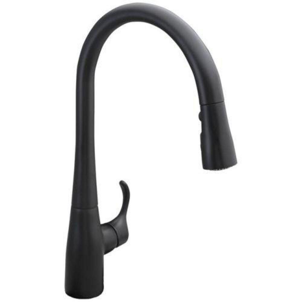 KOHLER Matte Black Single Handle Pull Down Kitchen Faucet 