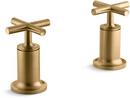 Deckmount High Flow Bath Valve Trim with Double Cross Handle in Vibrant Moderne Brushed Gold