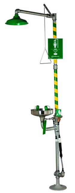 Shower & Eyewash with Stainless Steel Receptor in Green