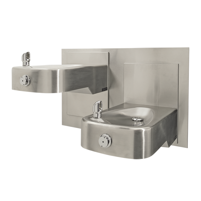Haws&reg; Satin Stainless Steel Hi-Lo ADA Wall Mount Drink Fountain 