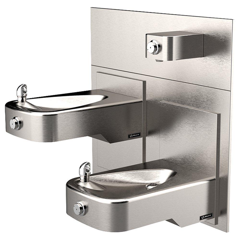 Haws&reg; Satin Stainless Steel Hi-Lo ADA Wall Mount Drink Fountain 