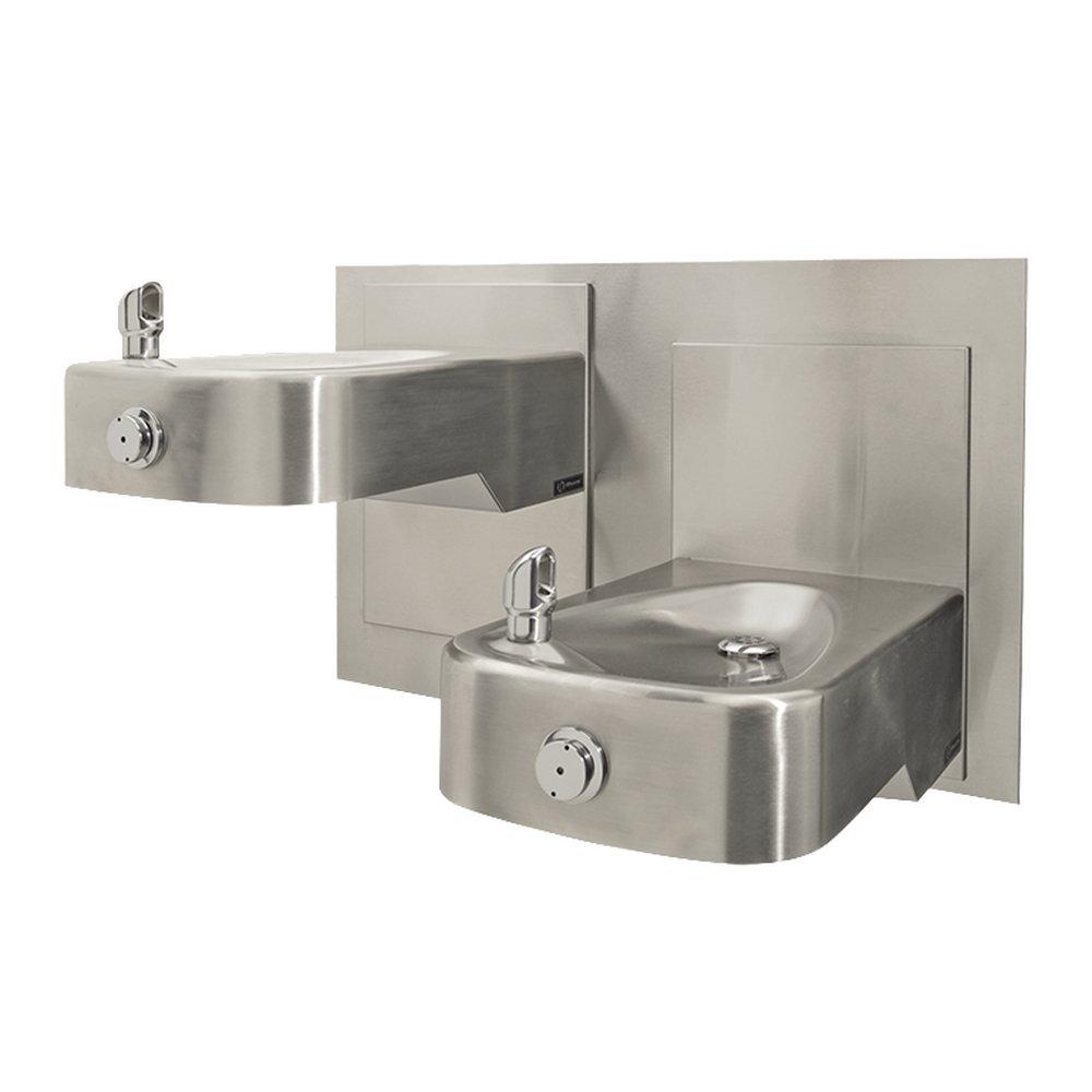 Haws&reg; Satin Stainless Steel Hi-Lo ADA Wall Mount Drink Fountain 