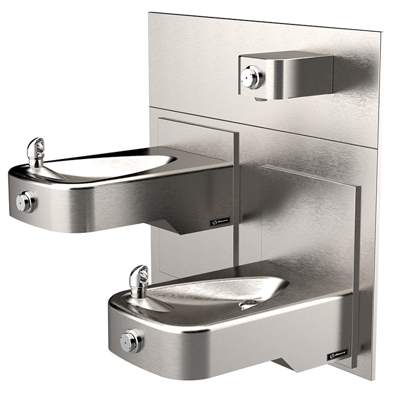 Haws&reg; Satin Stainless Steel Hi-Lo ADA Wall Mount Drink Fountain 