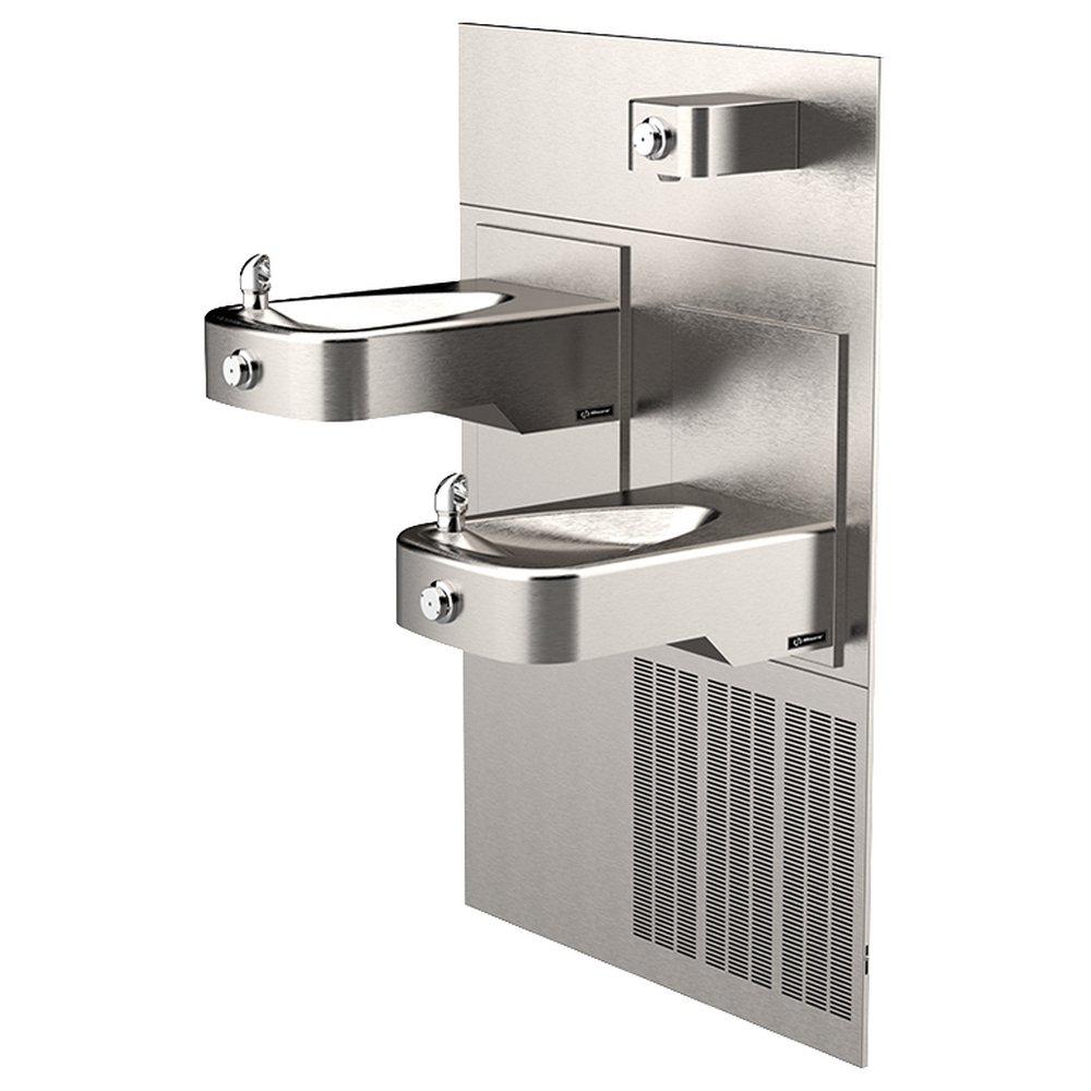 Haws&reg; Satin Stainless Steel Wall Mount Barrier Free Chilled Dual Fountain 