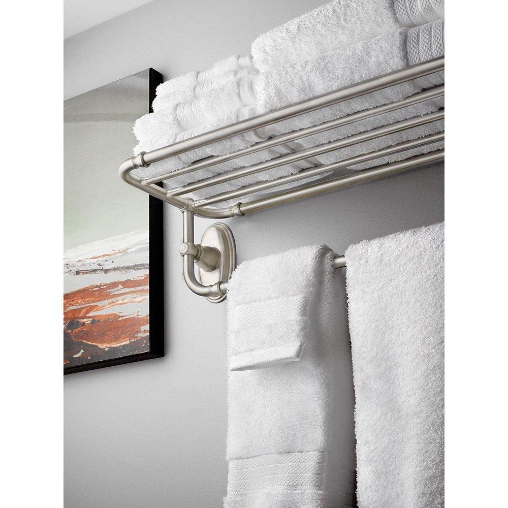 Moen Polished Chrome 26-4/5 in. Stainless Steel and Zinc Bathroom Shelf 