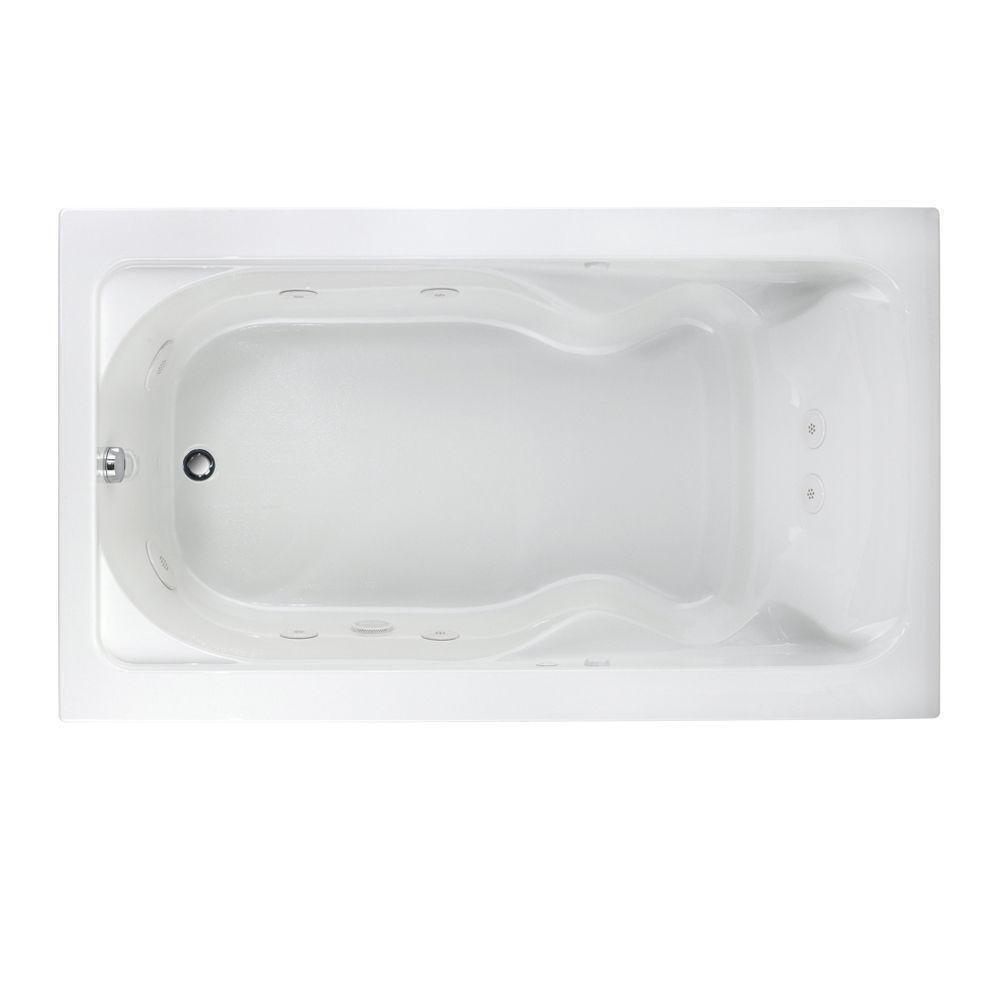 American Whirlpool White 72 x 42 in. Whirlpool Drop-In Bathtub Left Drain 