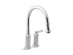 Single Handle Pull Down Kitchen Faucet in Brushed Nickel