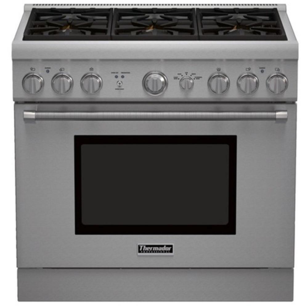 Thermador Stainless Steel 35-15/16 in. Gas 6-Burner Sealed Freestanding Range 